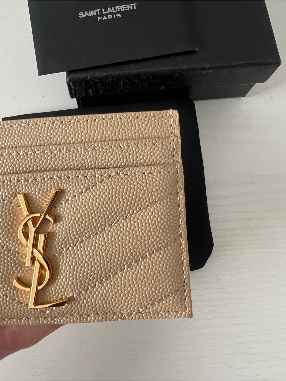 Saint Laurent Beige Leather YSL Logo Card Case - Picture 5 of 11